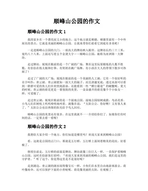 顺峰山公园的作文