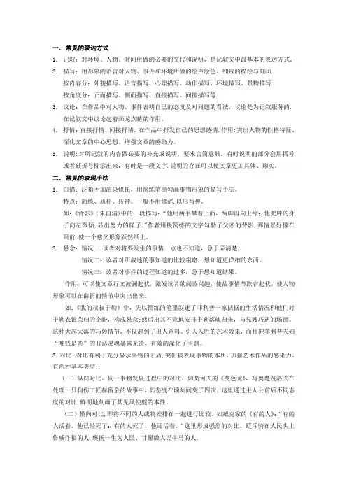 表达方式和表达手法