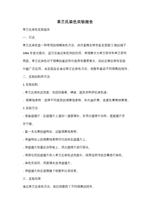 革兰氏染色实验报告