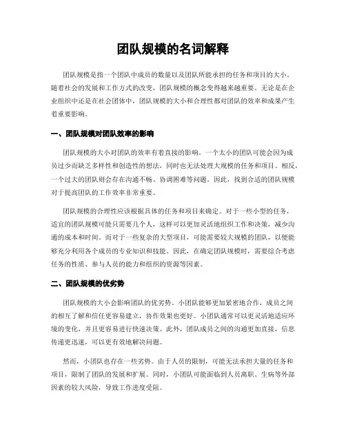 团队规模的名词解释