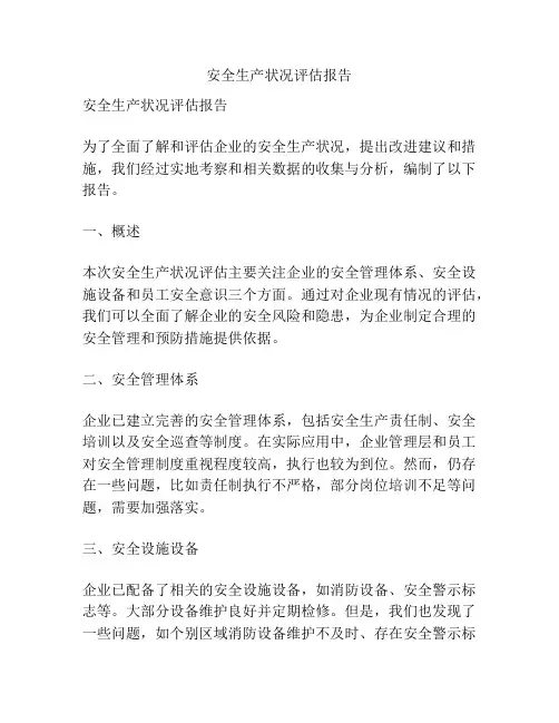 安全生产状况评估报告