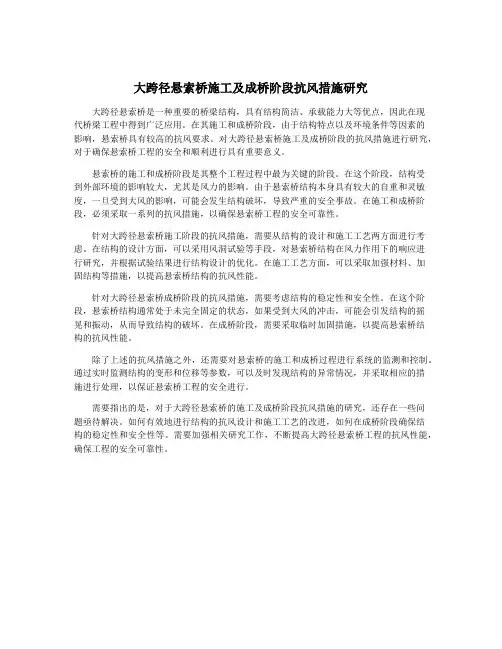 大跨径悬索桥施工及成桥阶段抗风措施研究