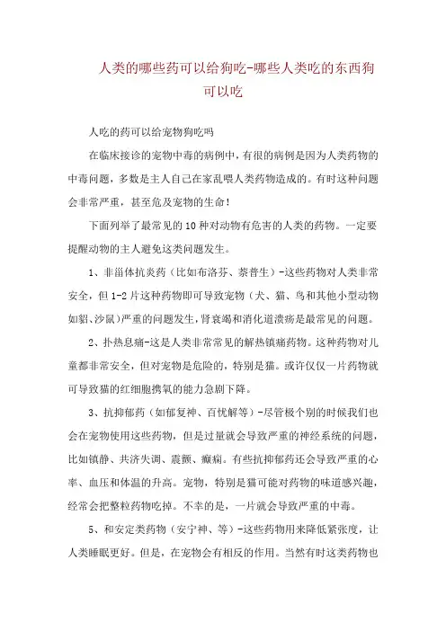 人类的哪些药可以给狗吃-哪些人类吃的东西狗可以吃