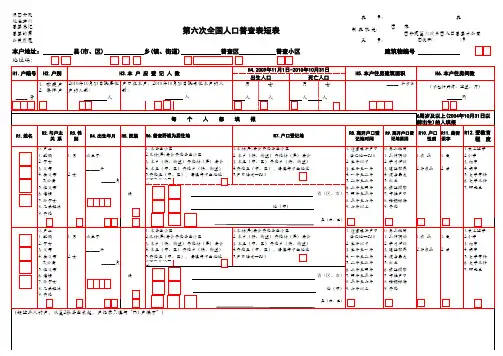 第六次全国人口普查表短表----黑龙江省用