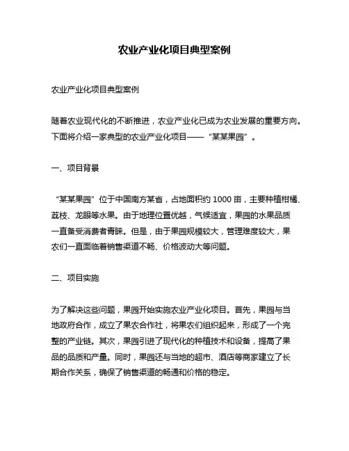 农业产业化项目典型案例