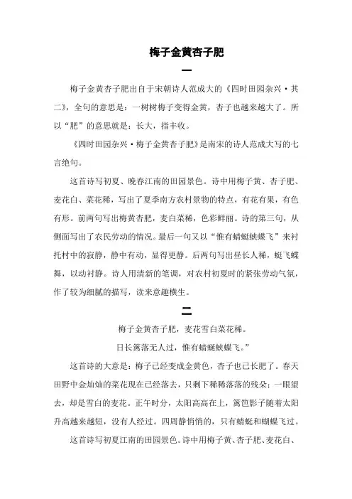 梅子金黄杏子肥