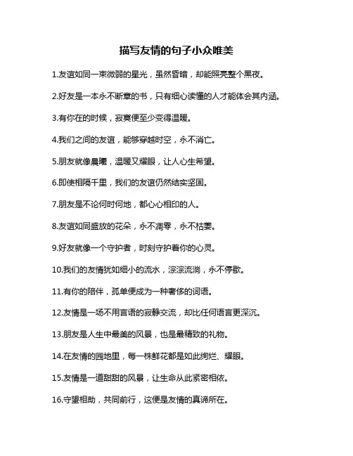 描写友情的句子小众唯美