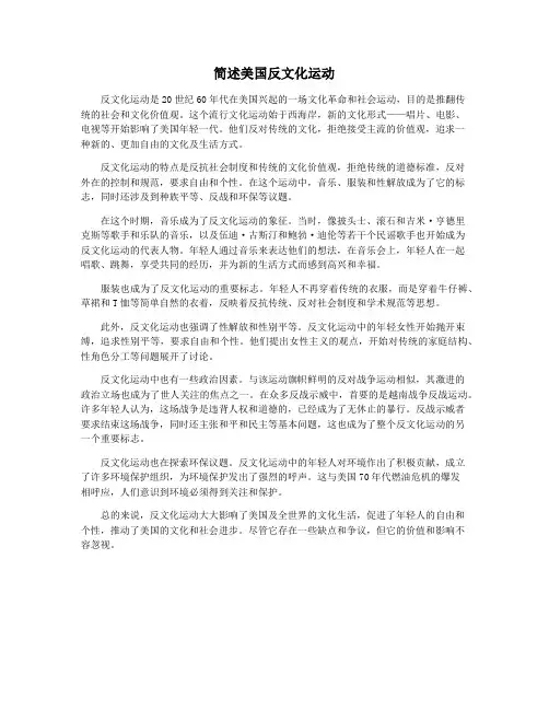 简述美国反文化运动