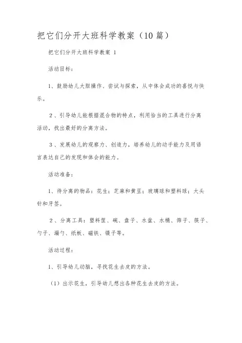 把它们分开大班科学教案(10篇)