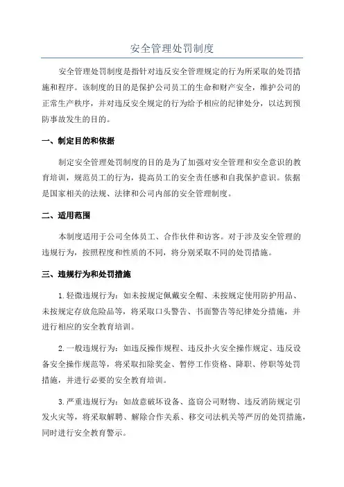 安全管理处罚制度