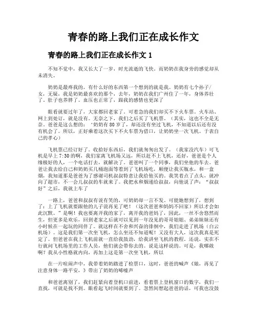 青春的路上我们正在成长作文