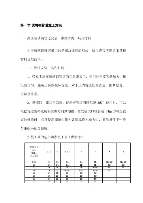 玻璃钢管道施工方案