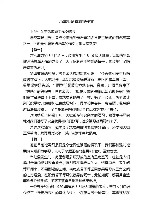 小学生防震减灾作文