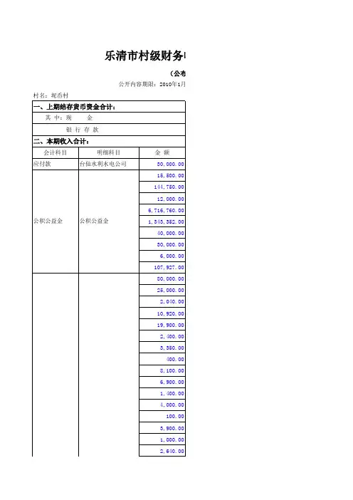 乐清市村级财务收支公开明细表.xls