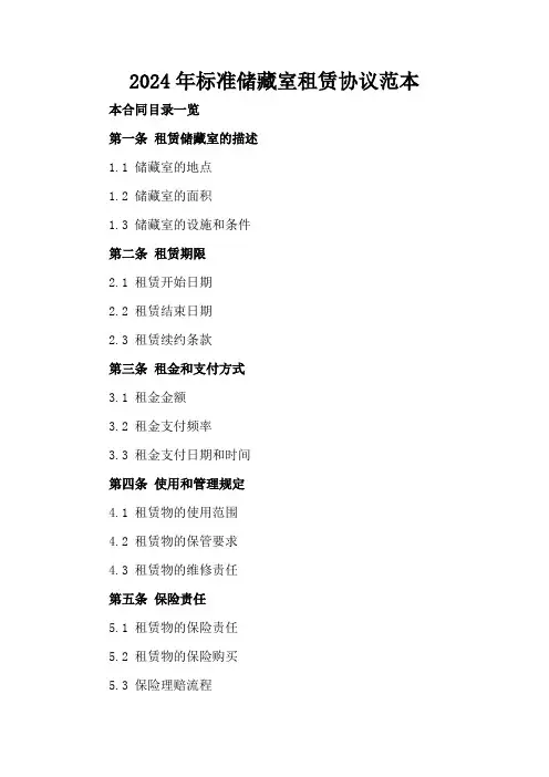 2024年标准储藏室租赁协议范本