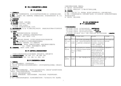 鲁教版高考地理必修三基础知识提纲梳理(修正版)