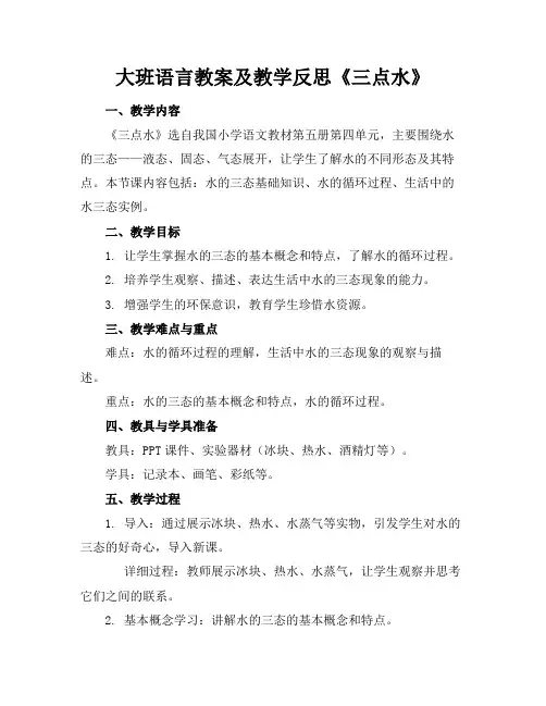 大班语言教案及教学反思《三点水》