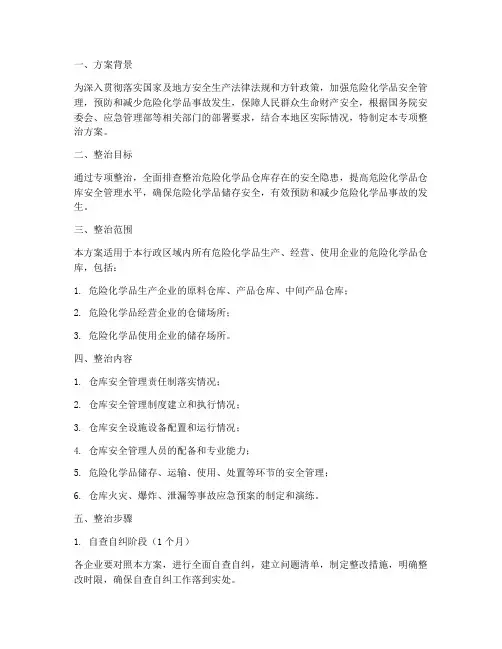 化学品仓库专项整治方案