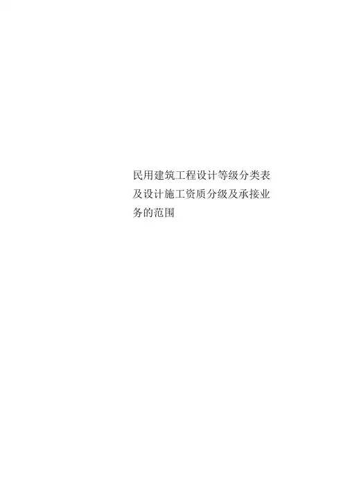 民用建筑工程设计等级分类表及设计施工资质分级及承接业务的范围