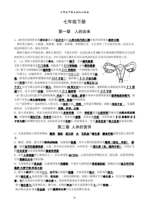 知识点梳理-2022-2023学年人教版生物七年级下册