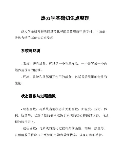 热力学基础知识点整理