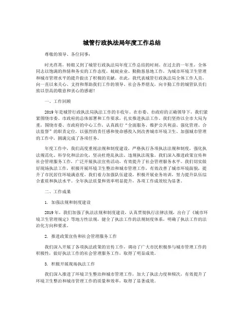城管行政执法局年度工作总结
