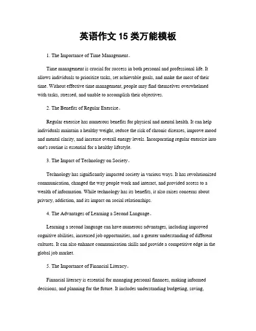英语作文15类万能模板
