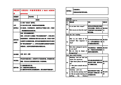 高中英语 Unit4 wild life protection 新人教版 学案