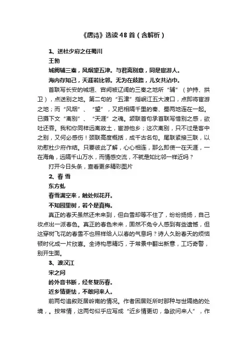 《唐诗》选读48首（含解析）