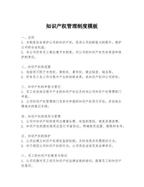 知识产权管理制度模板
