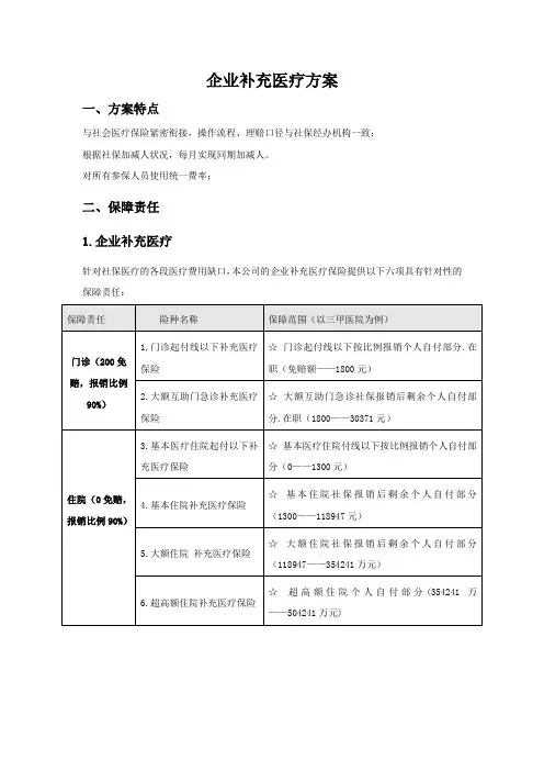 企业补充医疗方案