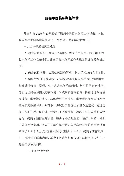 肠痈中医临床路径评估