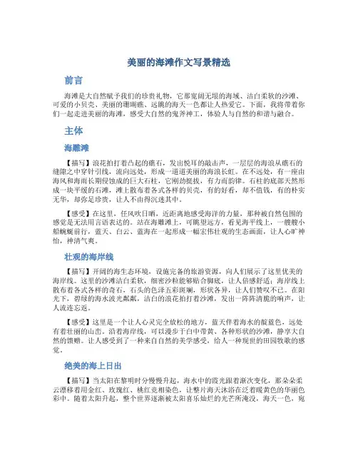 美丽的海滩作文字美丽的海滩作文写景精选