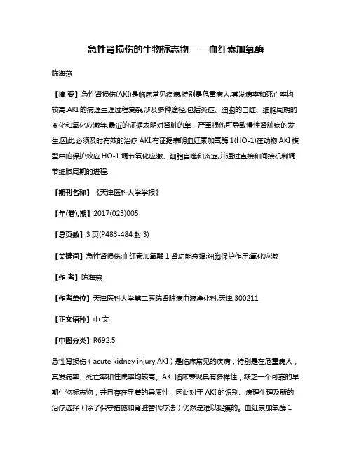 急性肾损伤的生物标志物——血红素加氧酶