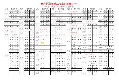 锦州客车时刻表