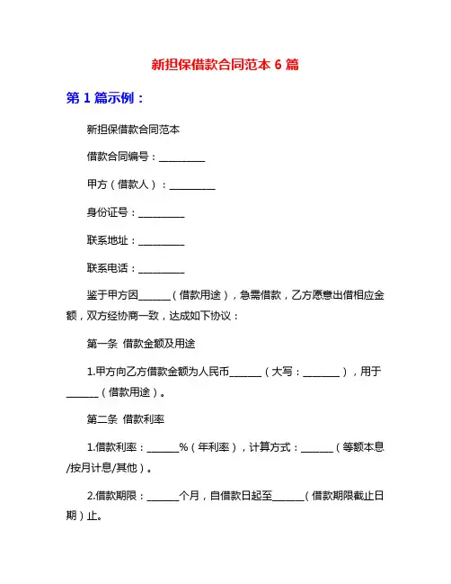 新担保借款合同范本6篇