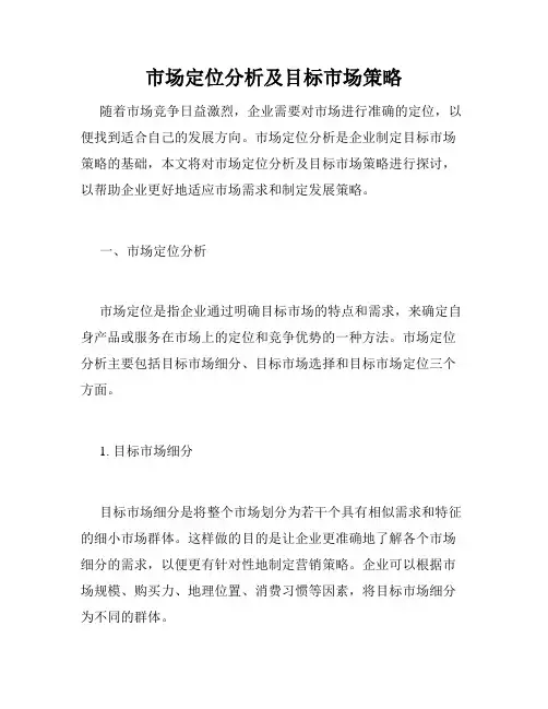市场定位分析及目标市场策略