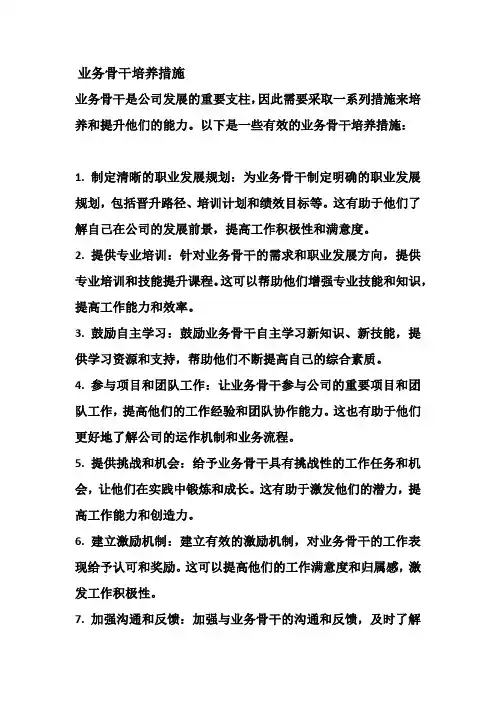 业务骨干培养措施