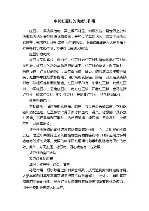 中药红豆杉的功效与作用