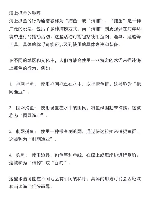 海上抓鱼的称呼