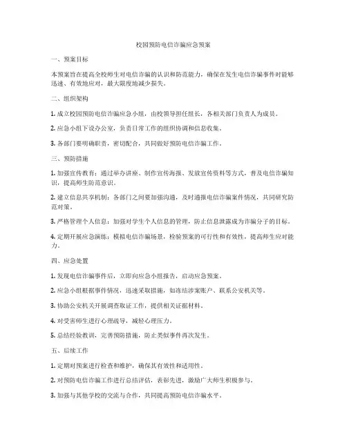 校园预防电信诈骗应急预案