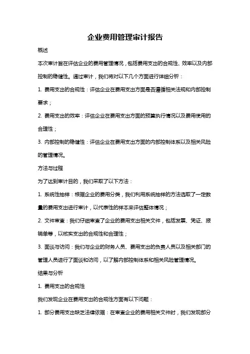 企业费用管理审计报告