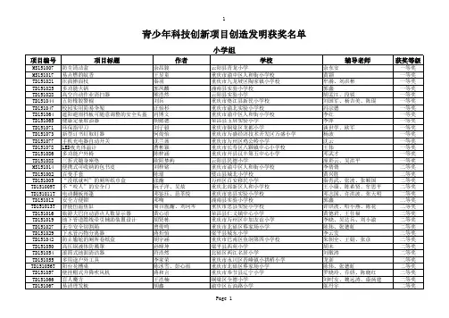 第30届重庆市青少年科技创新大赛青少年科技创新项目创造发明获奖情况