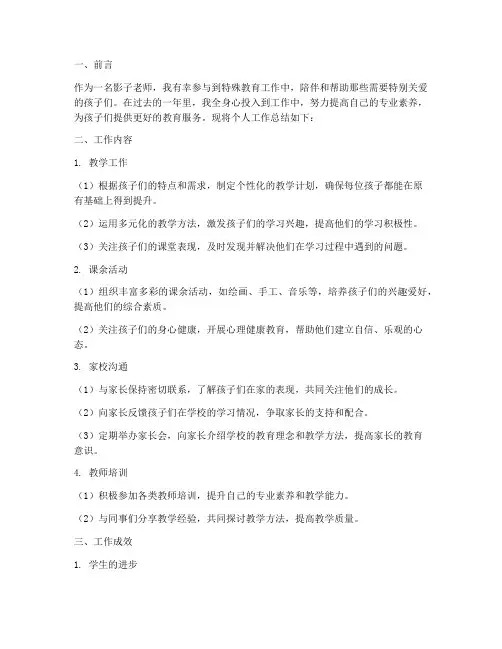 影子老师个人工作总结