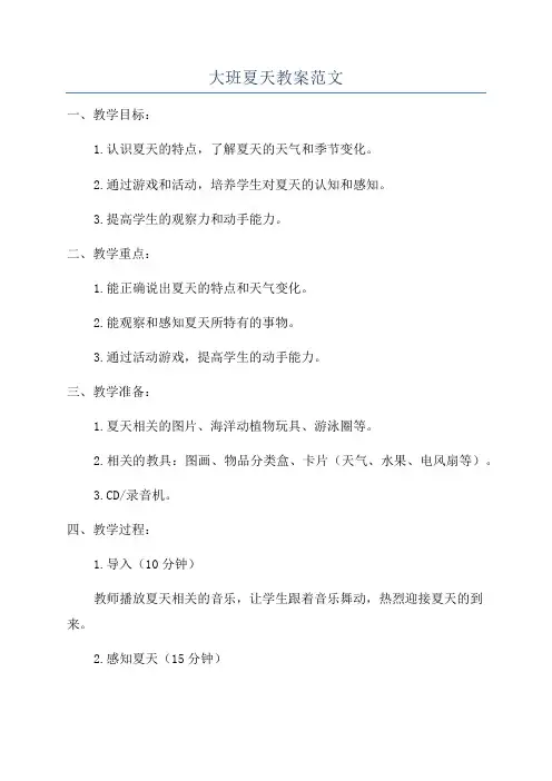 大班夏天教案范文