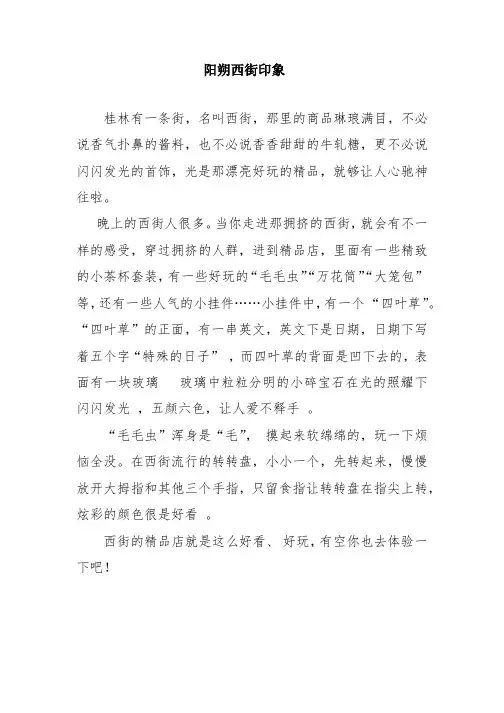 小学作文：阳朔西街印象