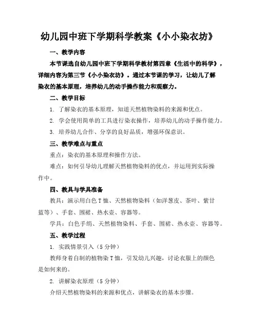 幼儿园中班下学期科学教案《小小染衣坊》