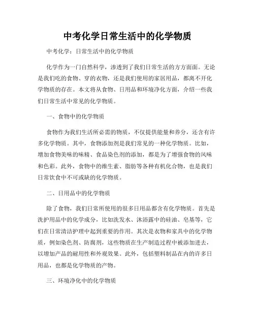 中考化学日常生活中的化学物质