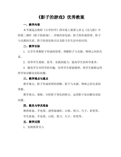 《影子的游戏》优秀教案