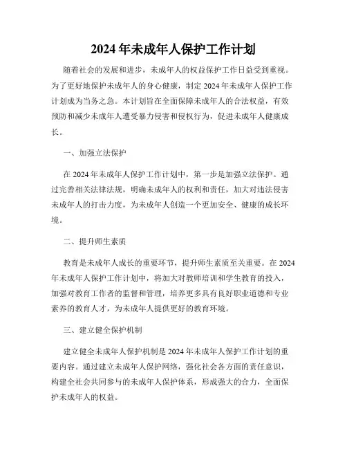 2024年未成年人保护工作计划